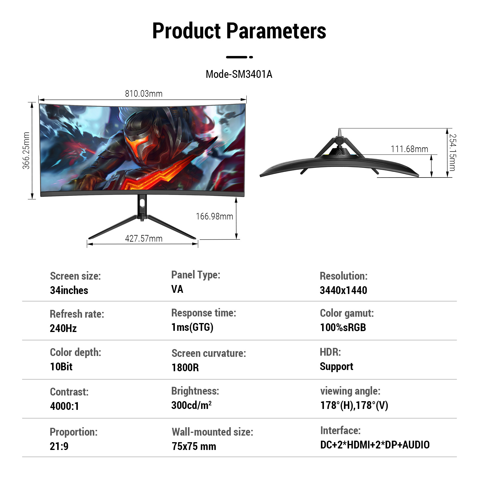 Display 34 Inch 4k Screens Cur - огляд і ціна Pc Gaming Ultrawide Monitor