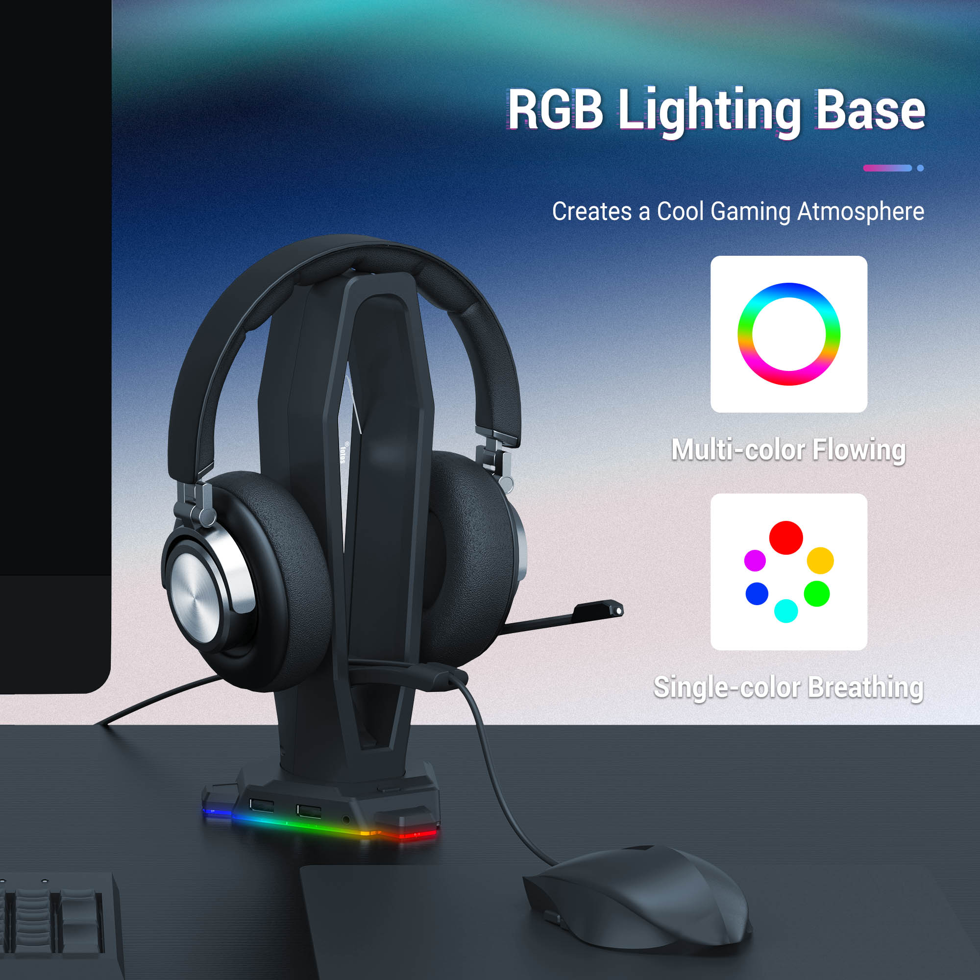 3 in 1 RGB Gaming Headset Hold - огляд і ціна Mouse Bungee Holder