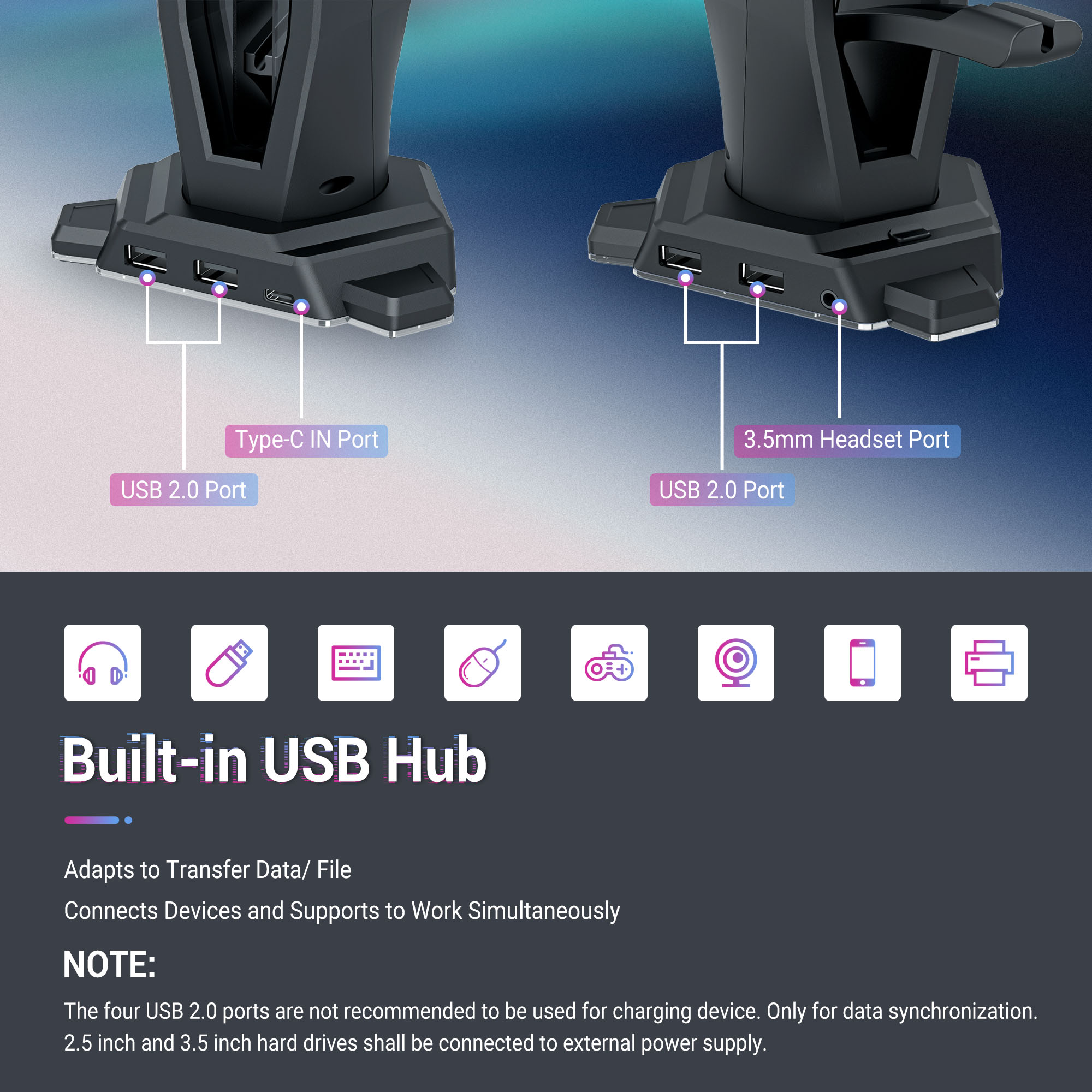 3 in 1 RGB Gaming Headset Hold - огляд і ціна Mouse Bungee Holder