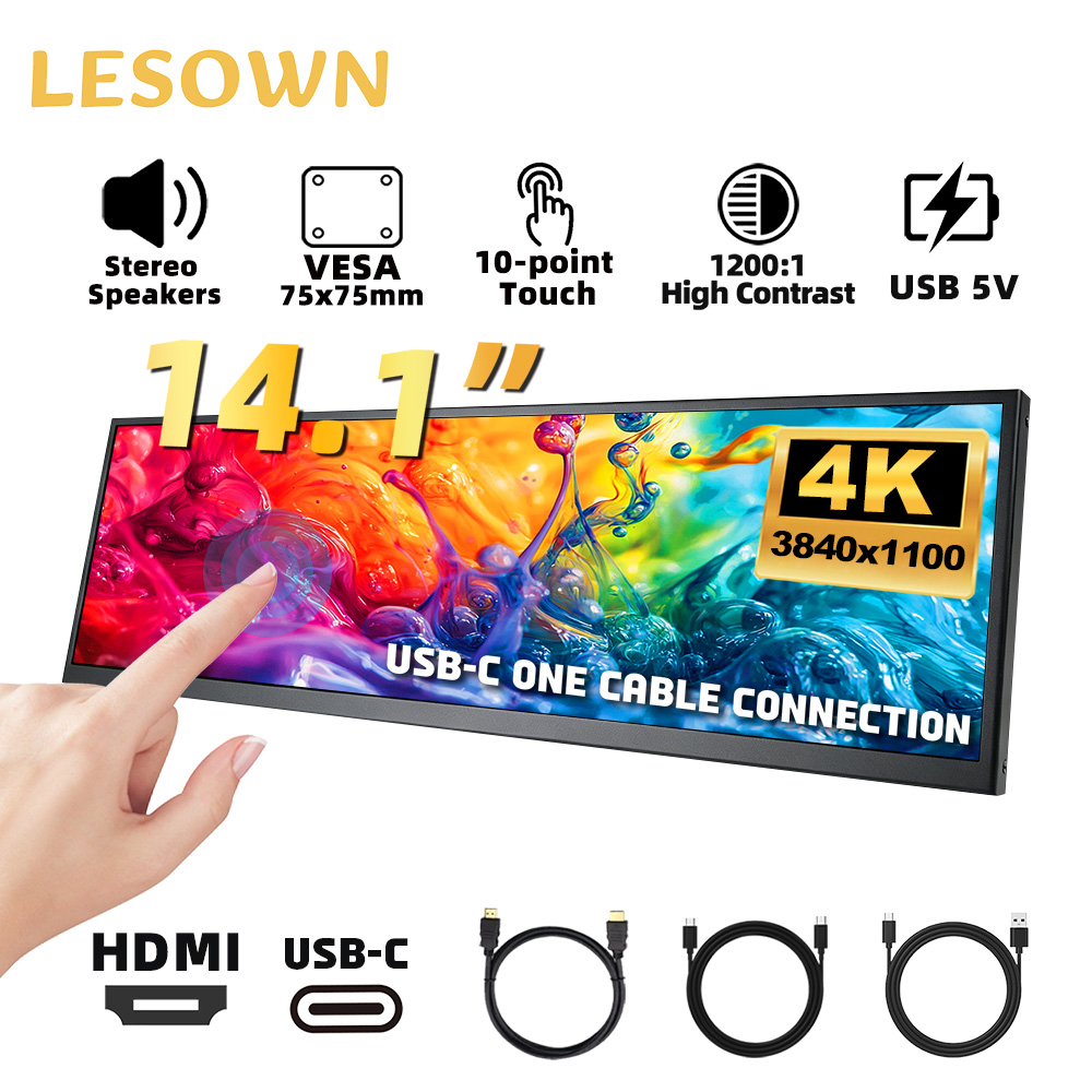 LESOWN PC Case Monitor 14.1inc - огляд і ціна Pc Gaming Ultrawide Monitor